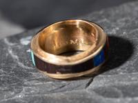 14K Gold and Cobblestone Inlay Ring