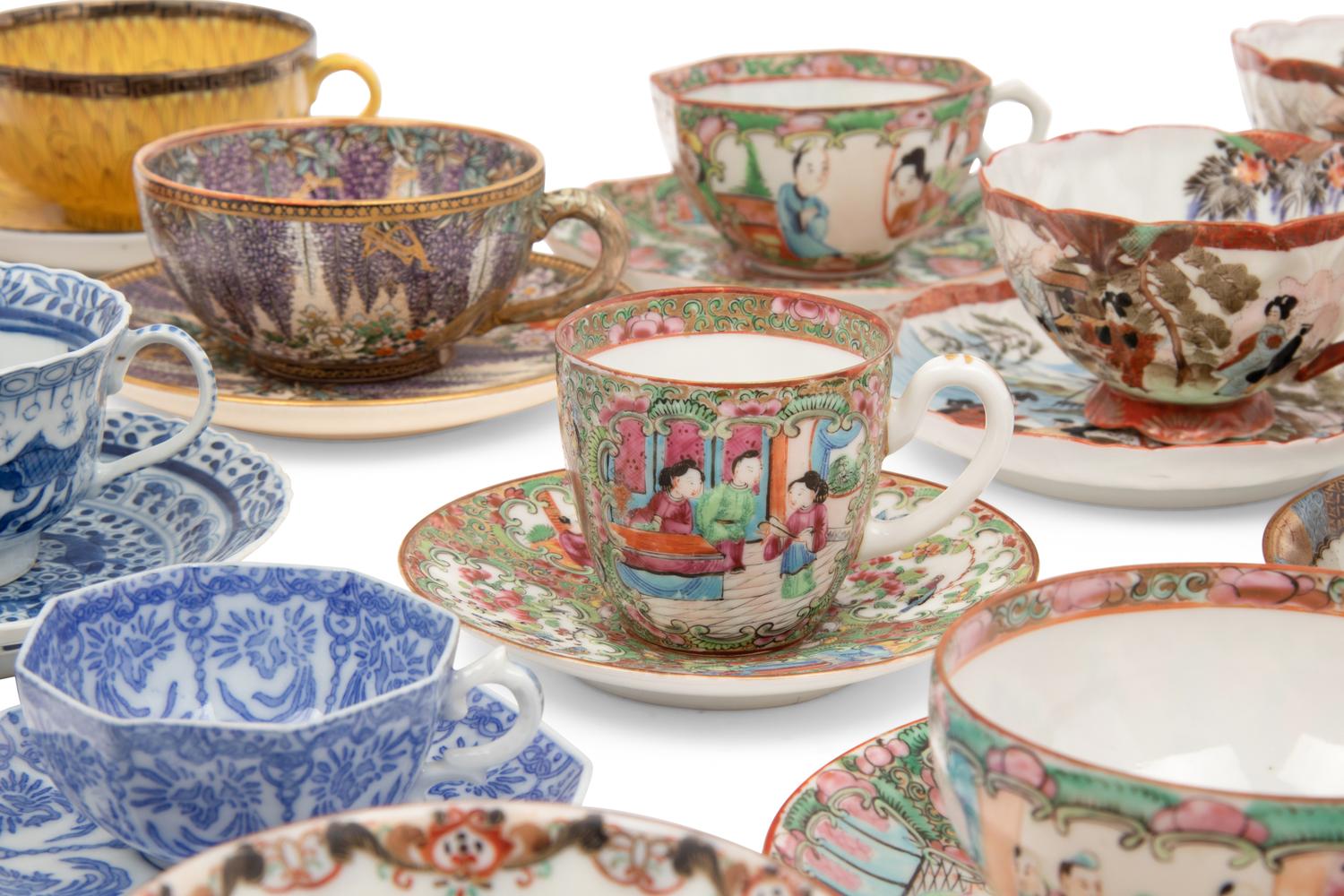 34 Sets of Chinese and Japanese Porcelain Teacups and Saucers