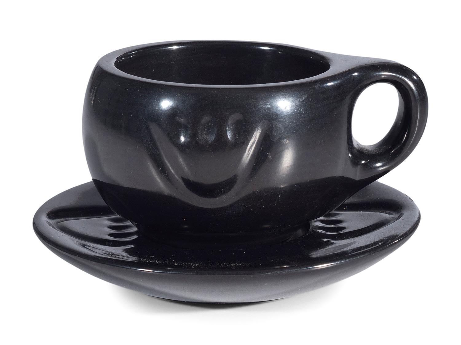 Blackware Pottery Cup and Saucer