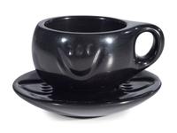 Blackware Pottery Cup and Saucer