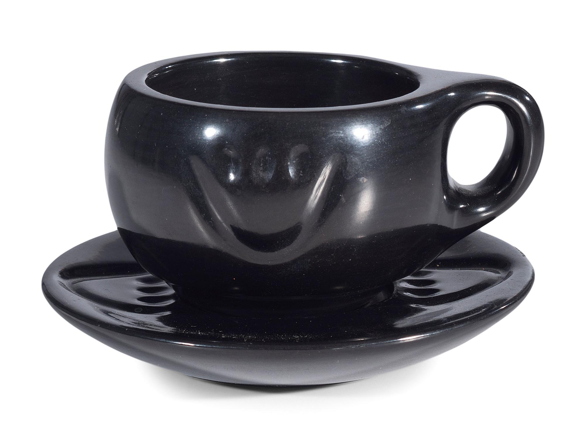 Blackware Pottery Cup and Saucer