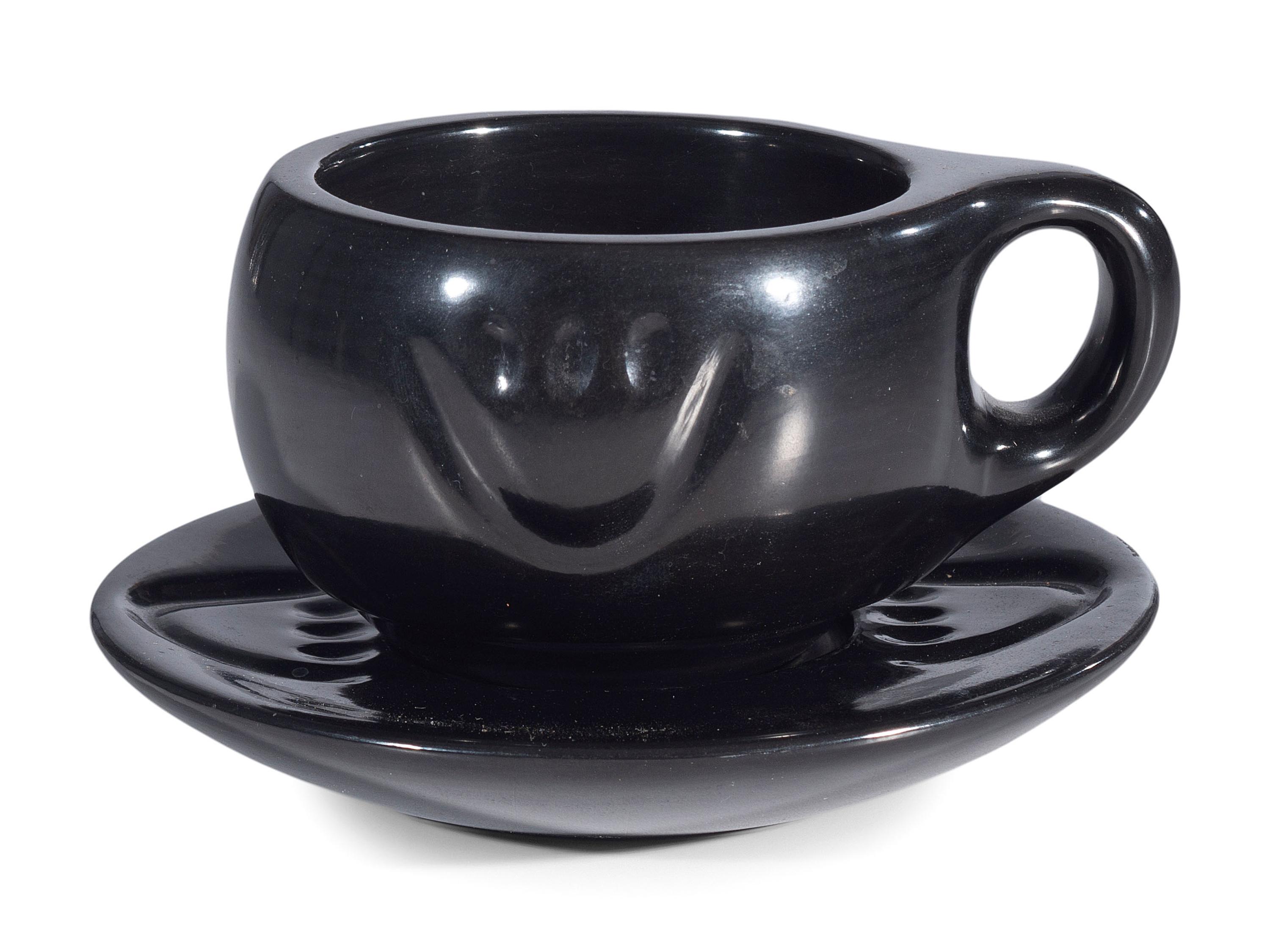 Blackware Pottery Cup and Saucer