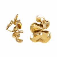 Yellow Gold and Diamond Ribbon Earrings