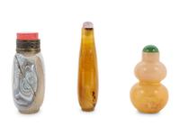 Three Chinese Agate Snuff Bottles
