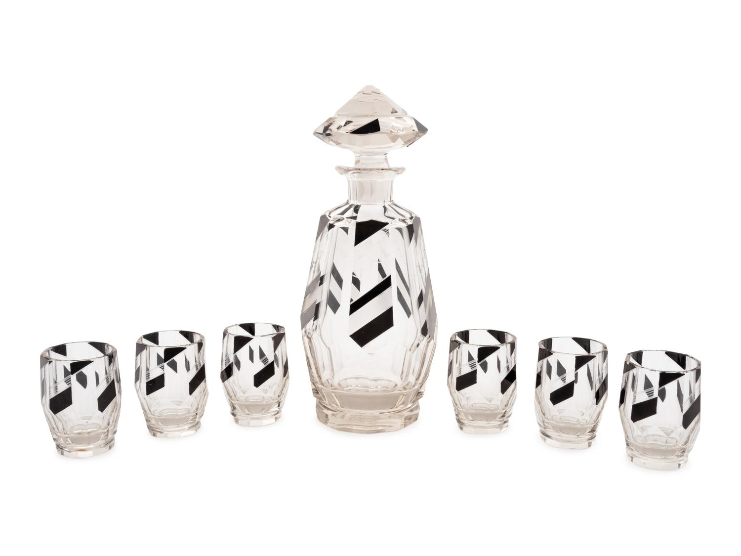 A Seven-Piece Cut Glass Cocktail Set