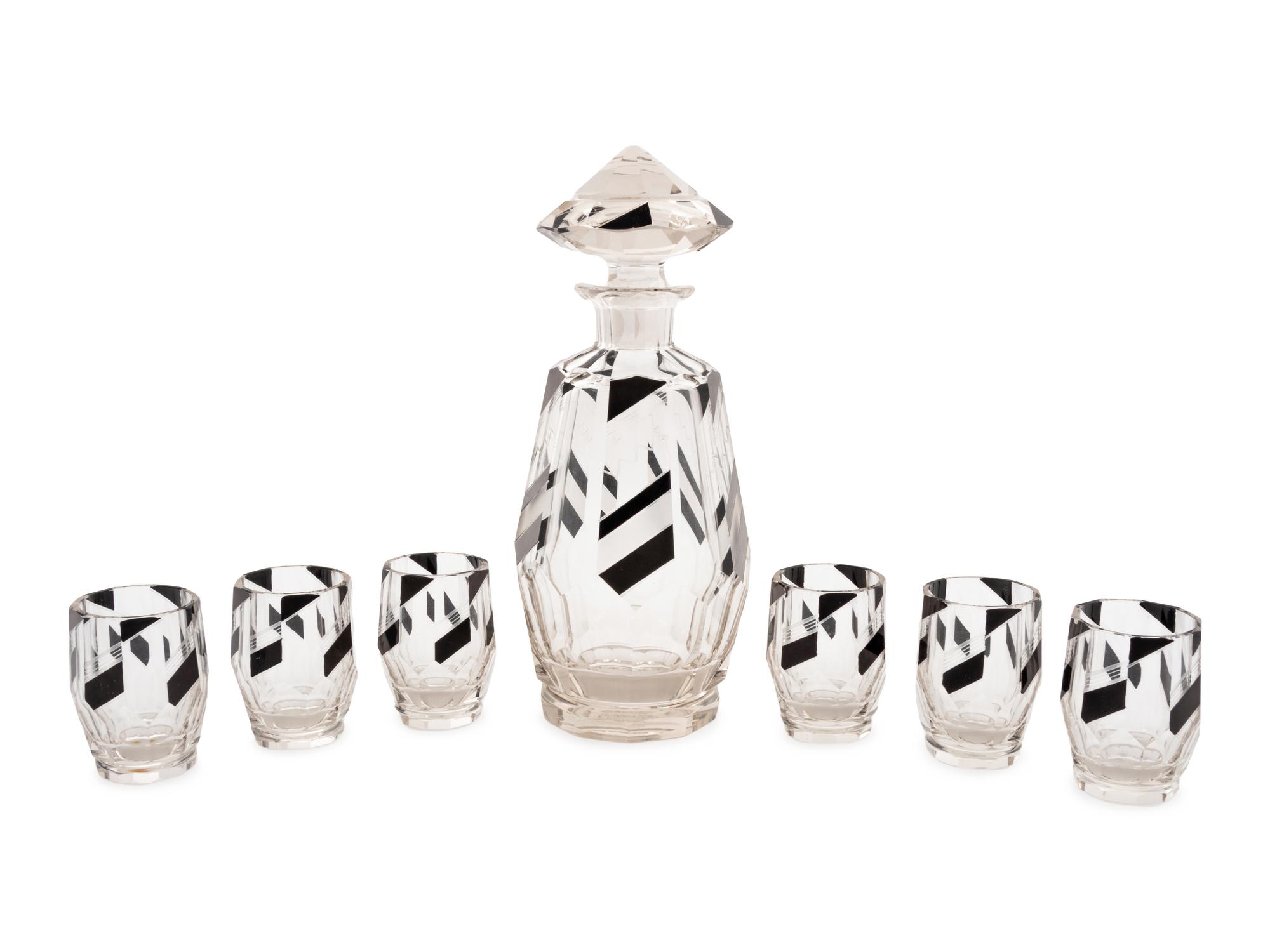 A Seven-Piece Cut Glass Cocktail Set