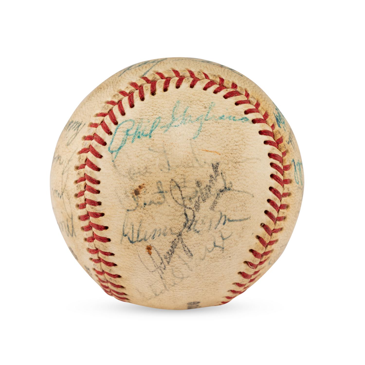 A 1961 Portland Beavers Team Signed Autograph Baseball Featuring Satchel Paige (Beckett Authentication Services Letter of Authenticity)