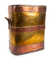 A Copper Bound Brass Log Bin — 19TH CENTURY