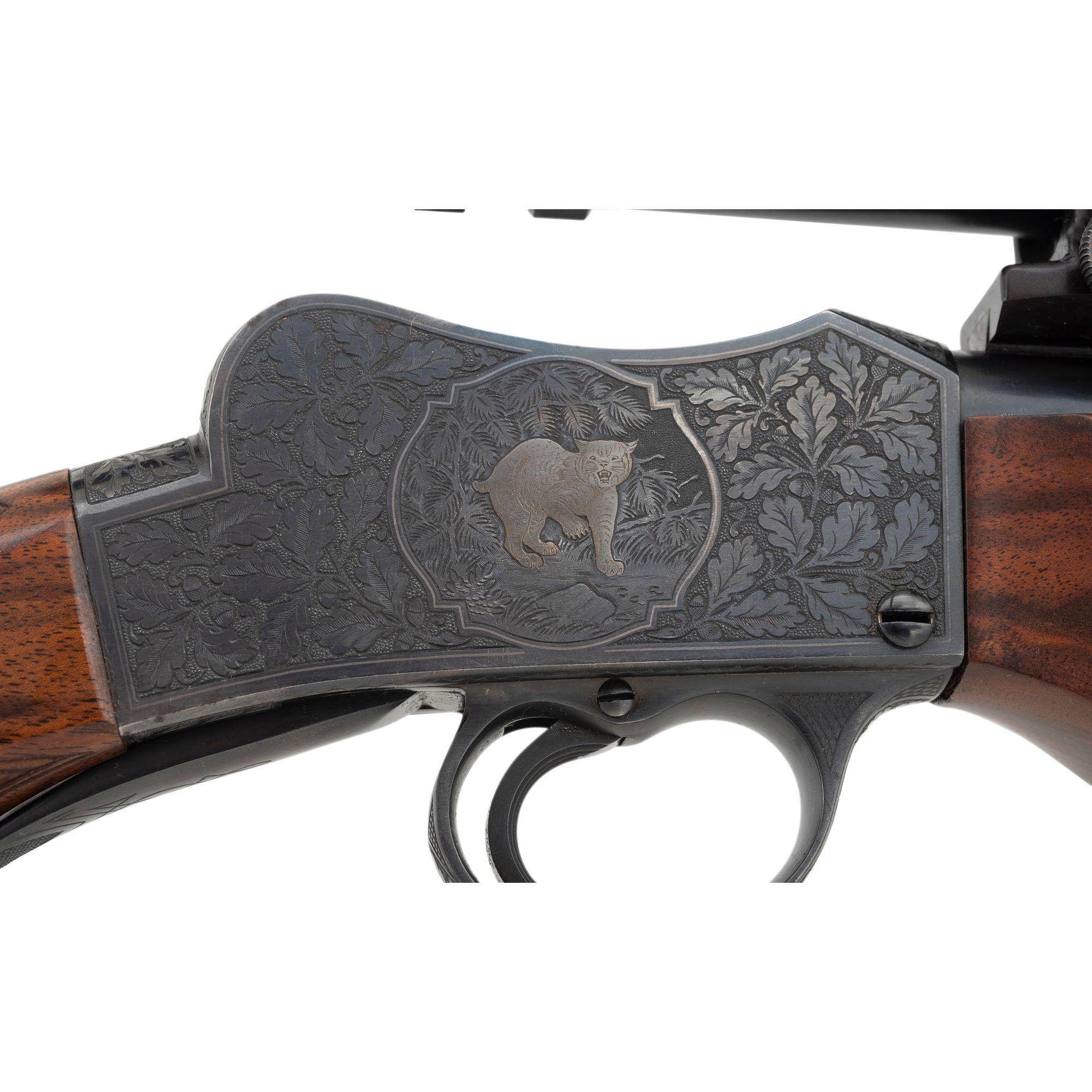 **C.C. Johnson Upgraded Engraved Martini Rifle in .218 Bee Improved with Unertl Scope