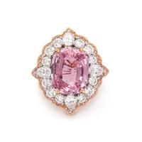 PADPARADSCHA SAPPHIRE, PINK DIAMOND AND DIAMOND RING