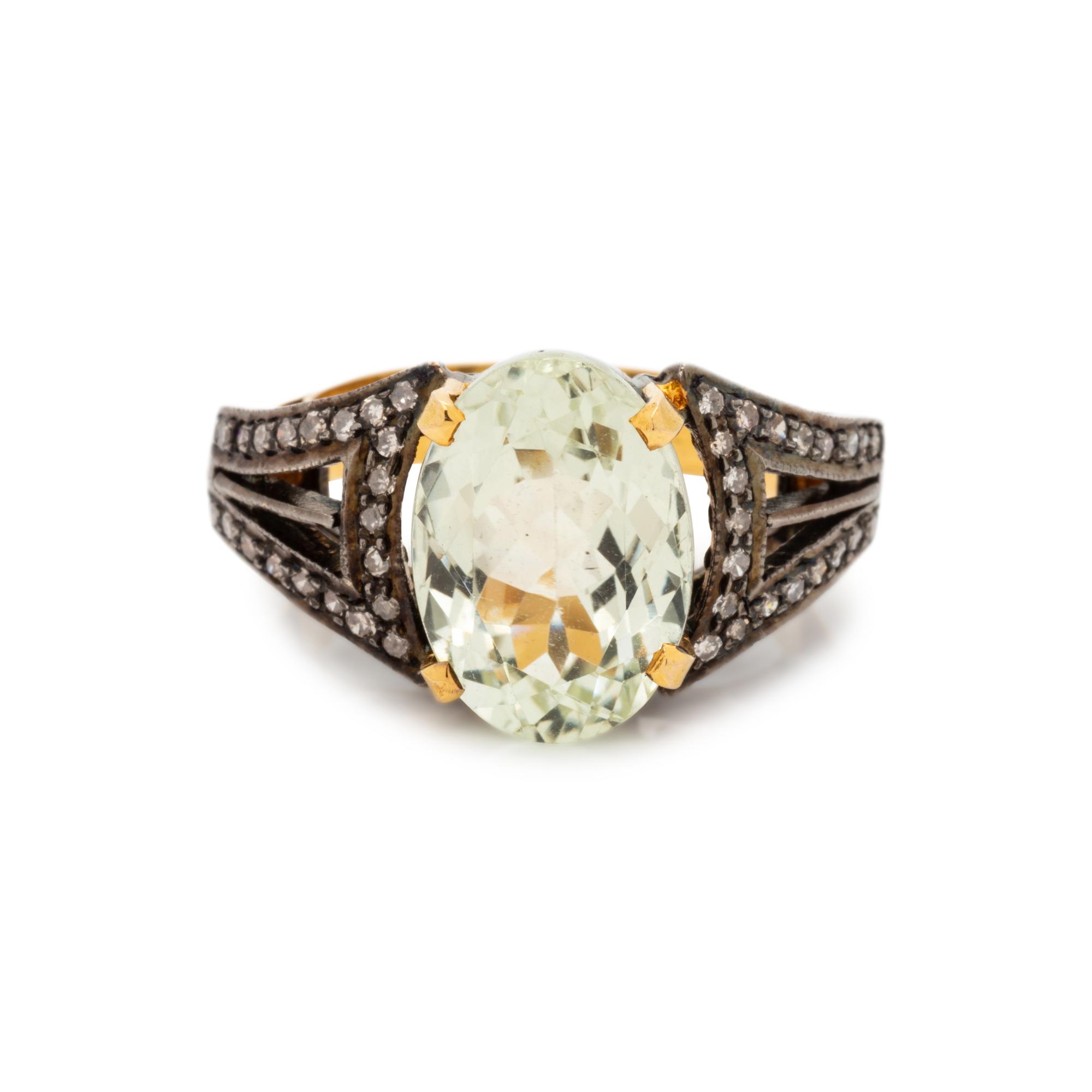 TOURMALINE AND COLORED DIAMOND RING