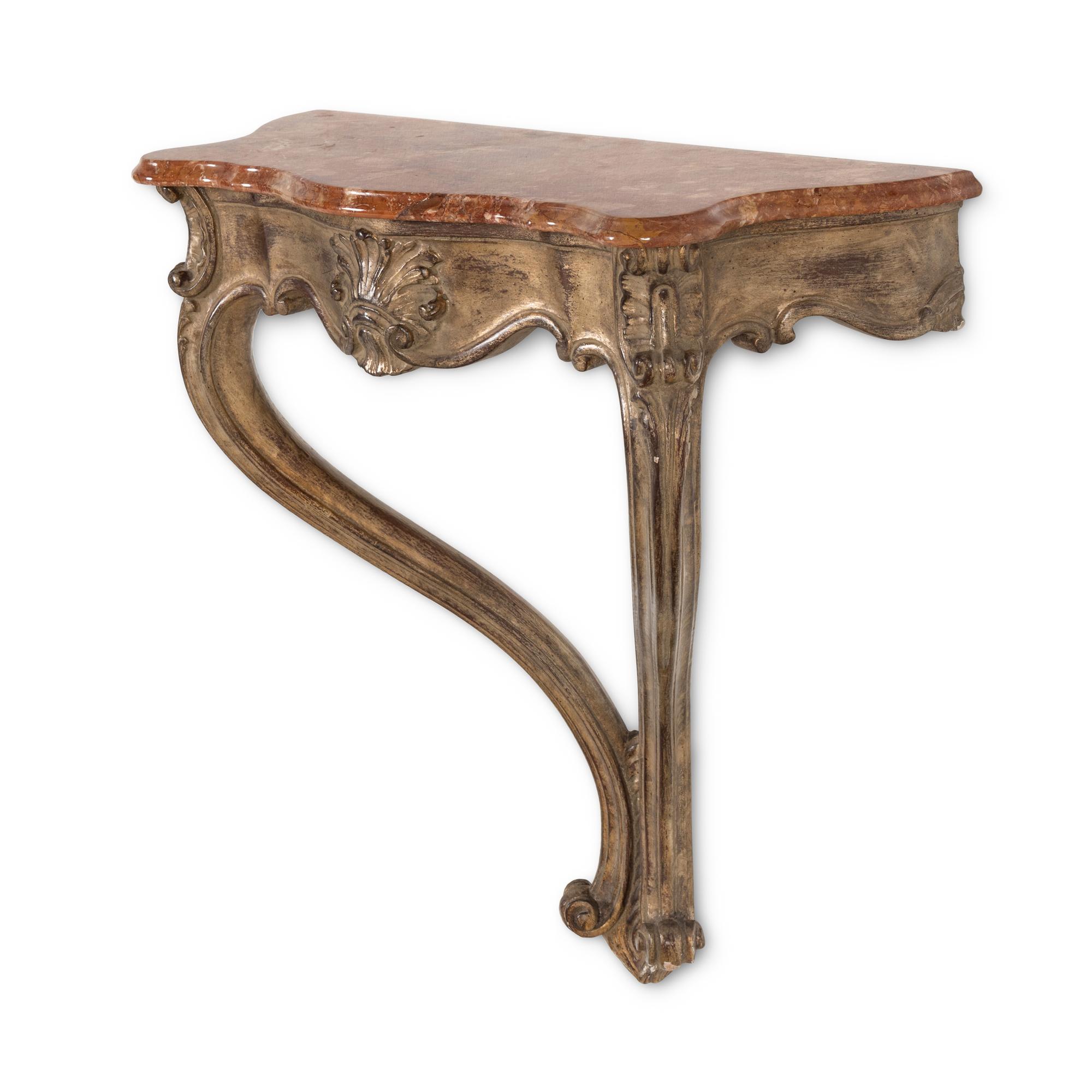 An Italian Grey-Painted Marble-Top Console Table and Associated Mirror