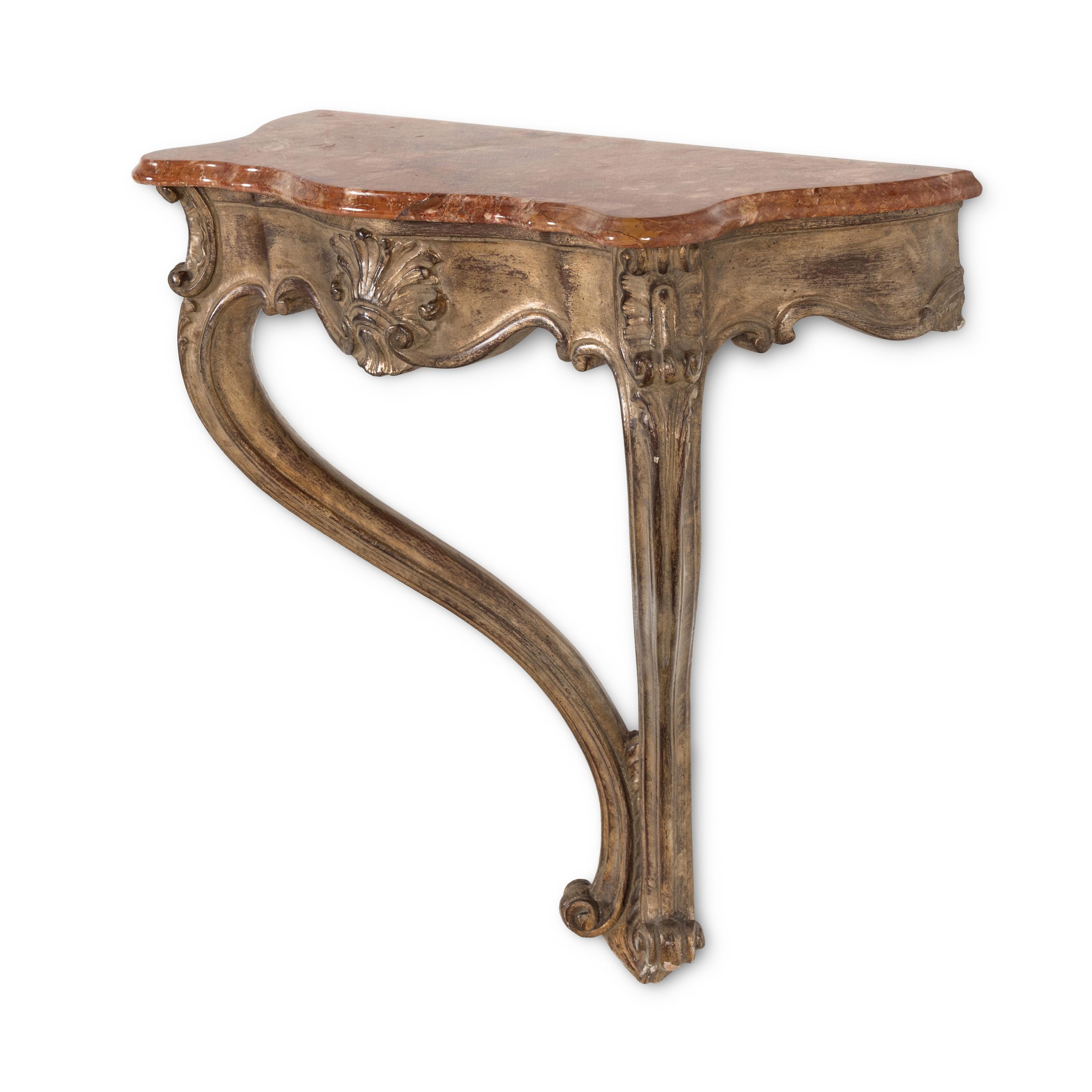 An Italian Grey-Painted Marble-Top Console Table and Associated Mirror