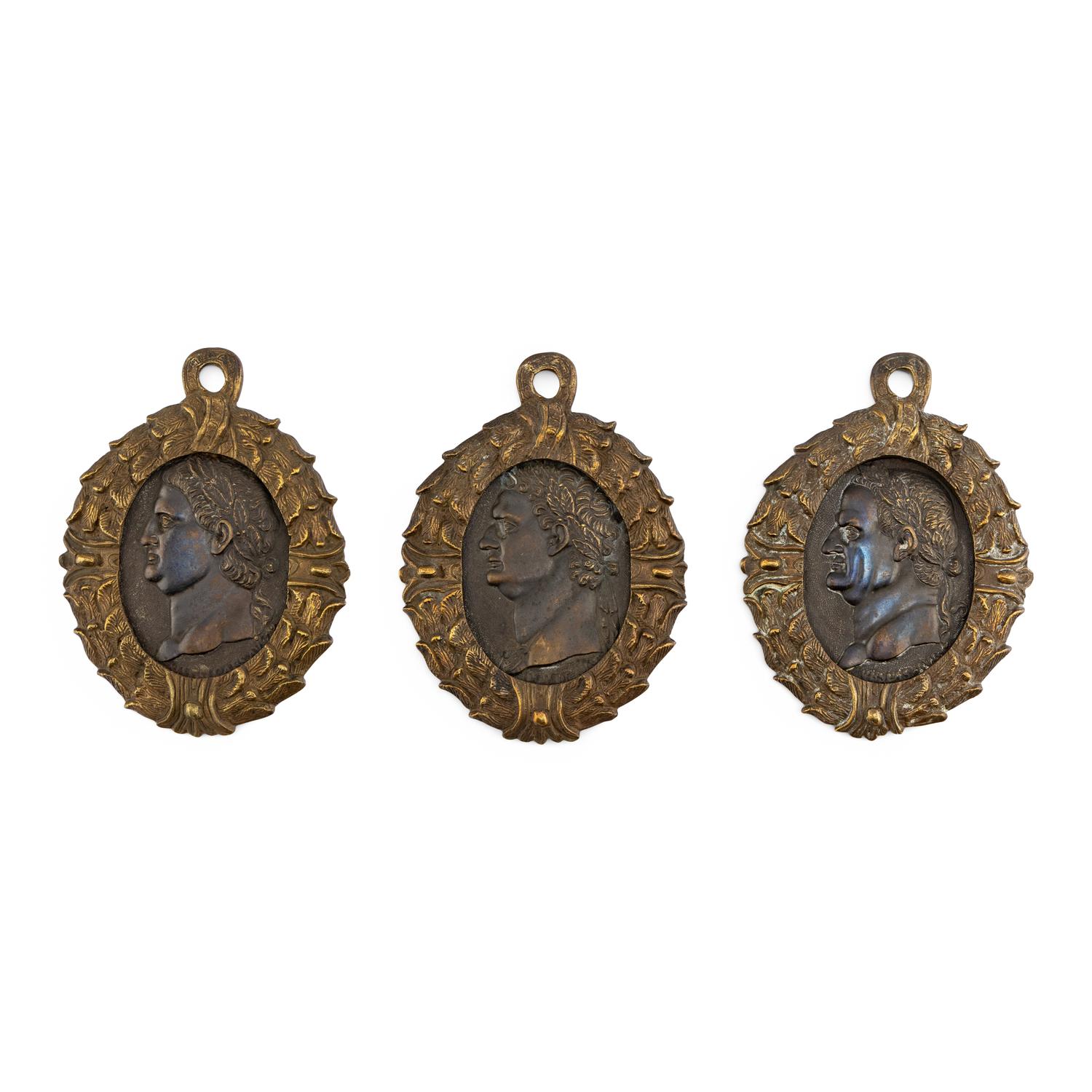A Set of Three Bronze Medallions of Roman Emperors