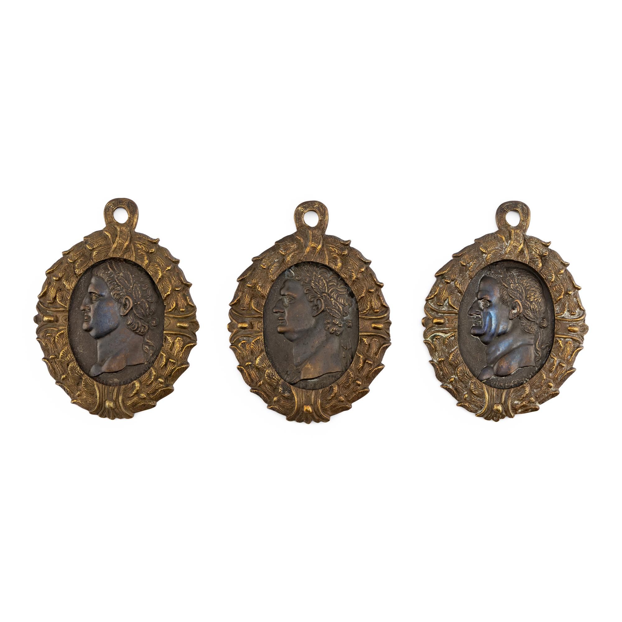 A Set of Three Bronze Medallions of Roman Emperors
