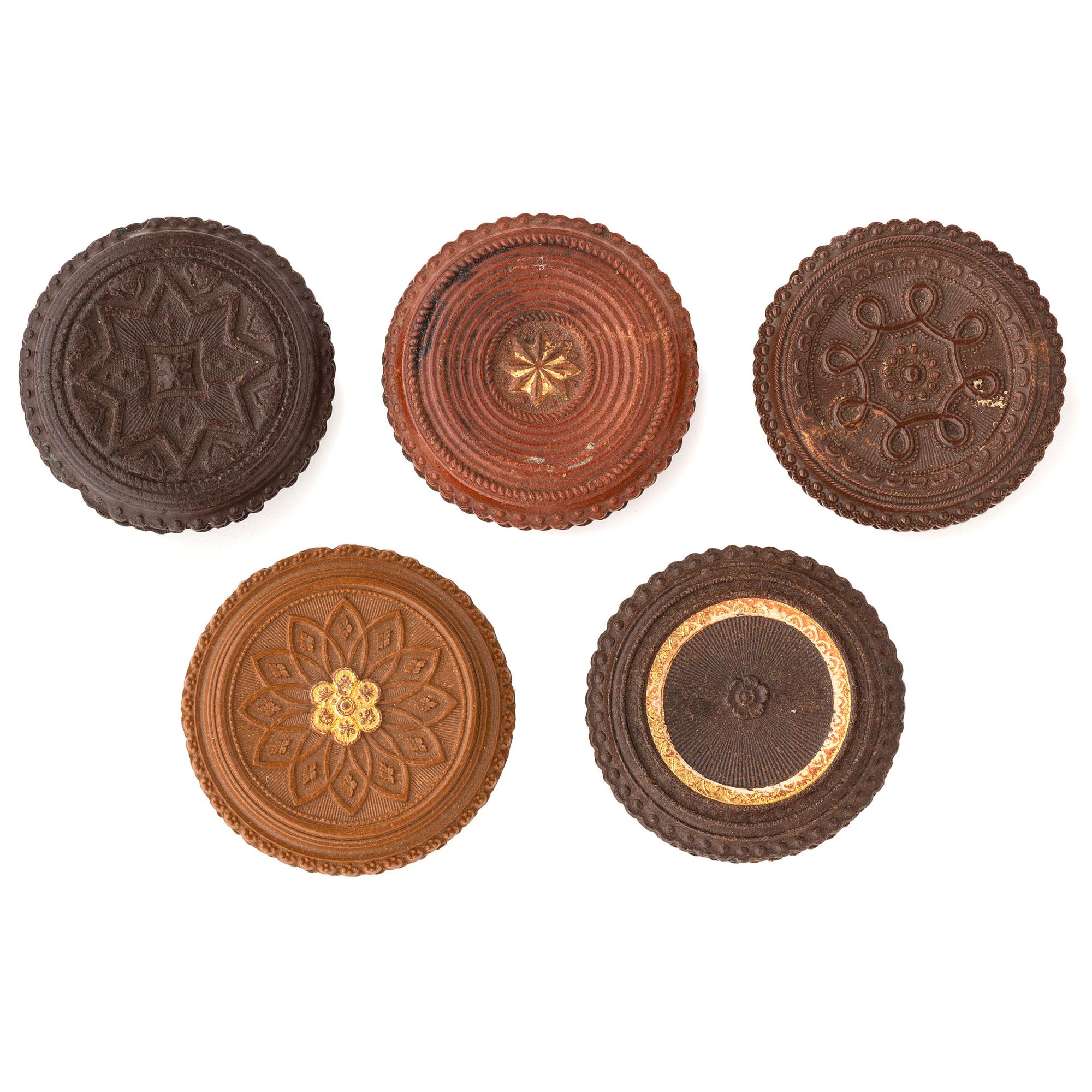 [EARLY PHOTOGRAPHY - UNION CASES]. A group of 10 brown "oreo" union cases containing images of female subjects, including: