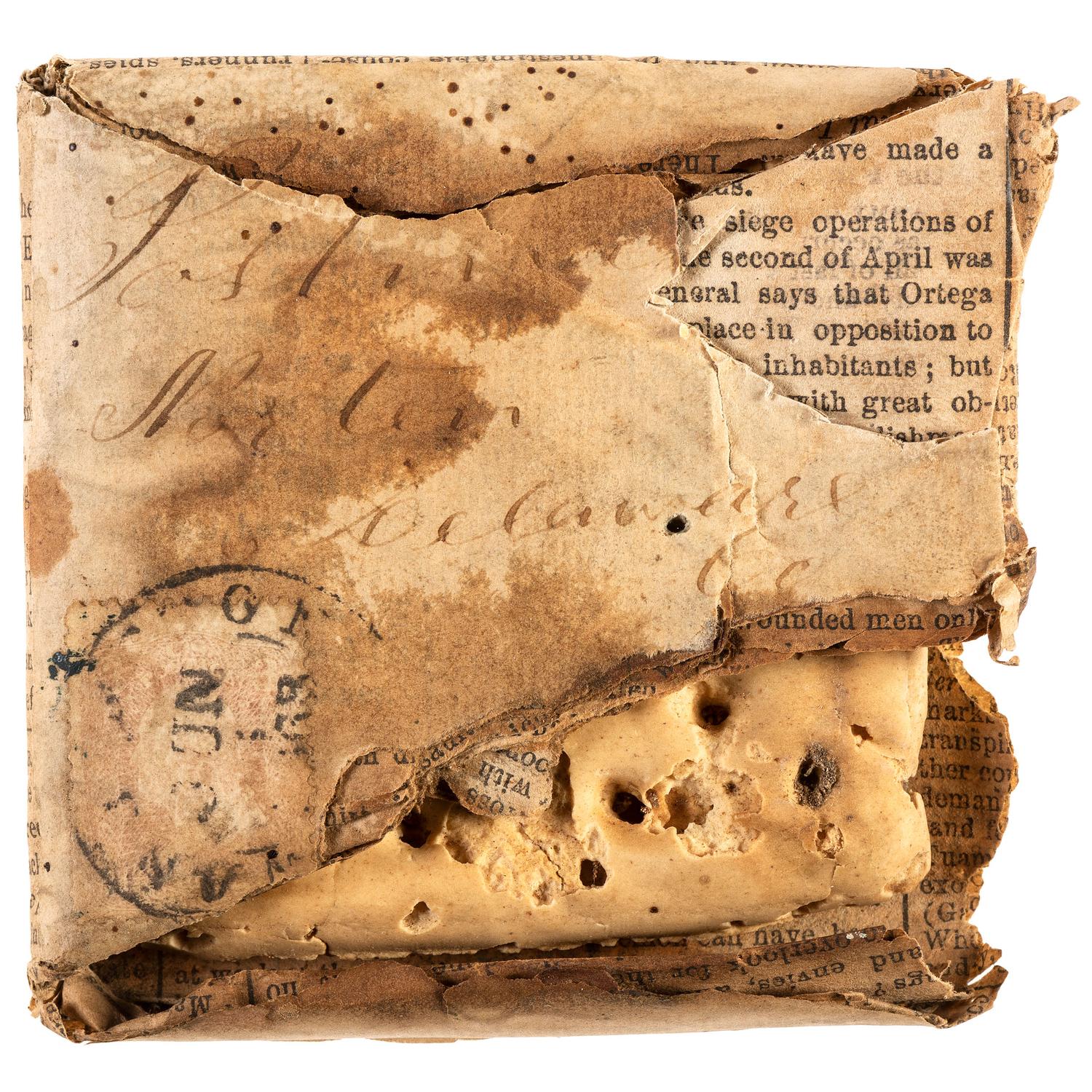 Civil War hardtack in original mailing envelope. June 1863.