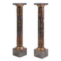 A Pair of Louis XVI Style Gilt Bronze Mounted Marble Pedestals