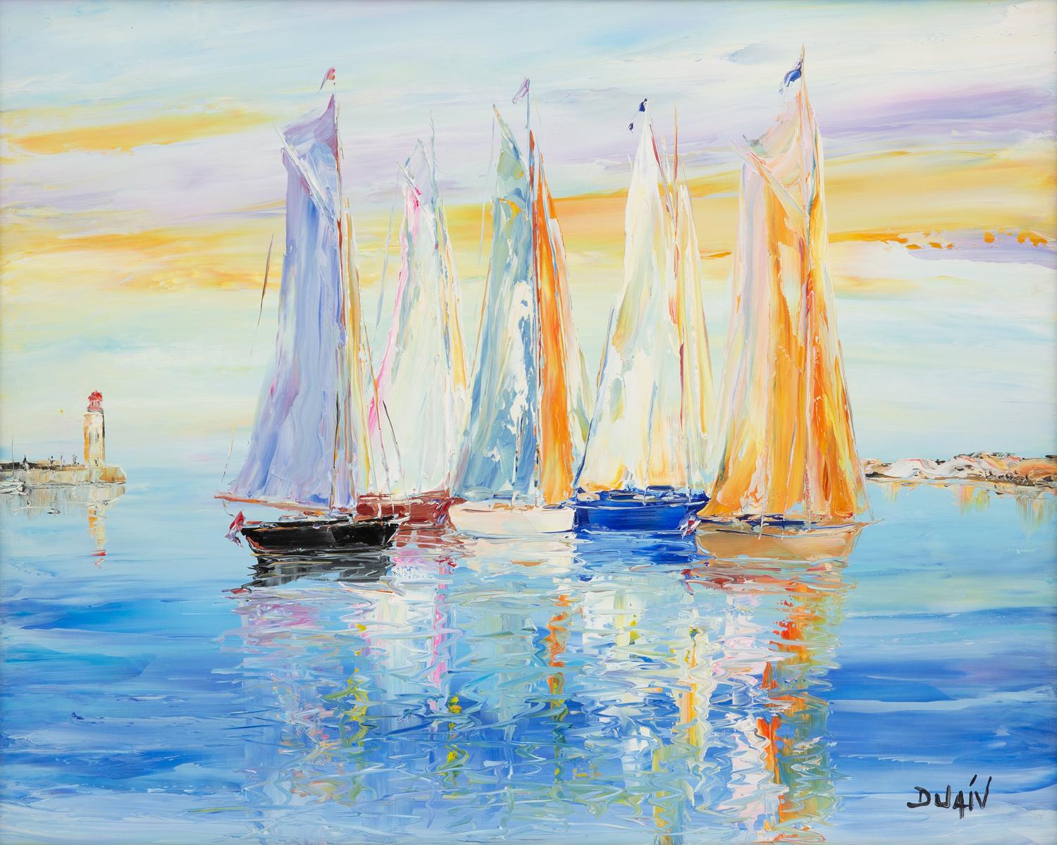 Jean Marie Duaiv (French, b. 1952) — Five Sailboats
