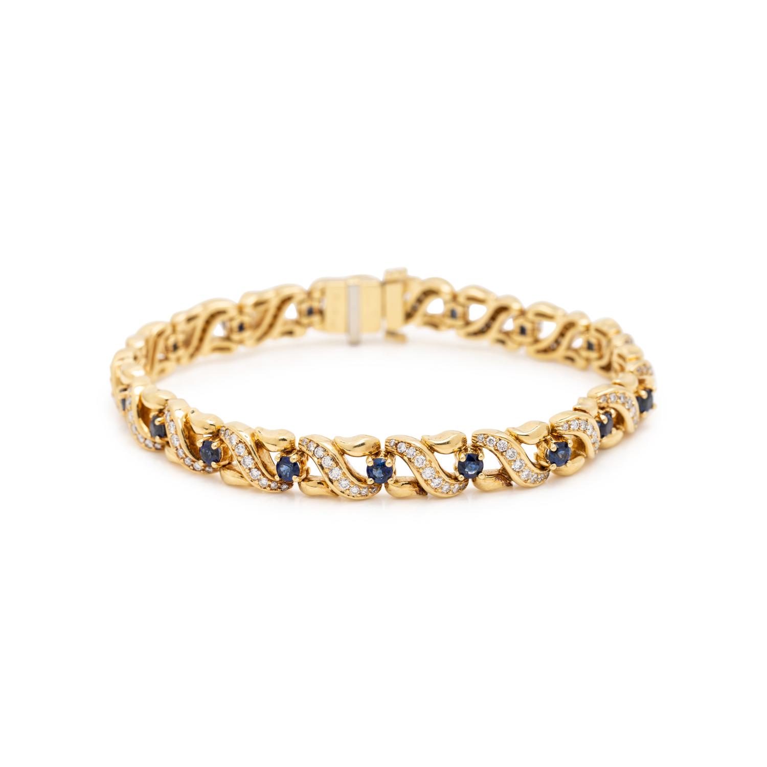 YELLOW GOLD, SAPPHIRE AND DIAMOND BRACELET
