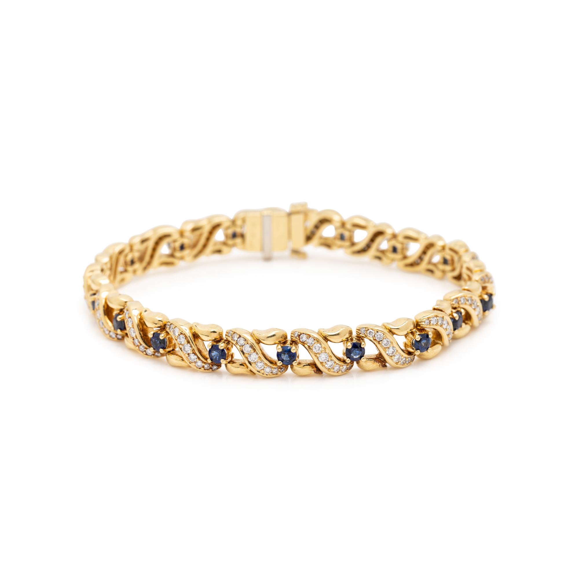 YELLOW GOLD, SAPPHIRE AND DIAMOND BRACELET