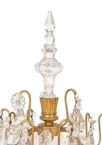 A Pair of French Gilt Metal Six-Light Candelabra Converted to Electricity