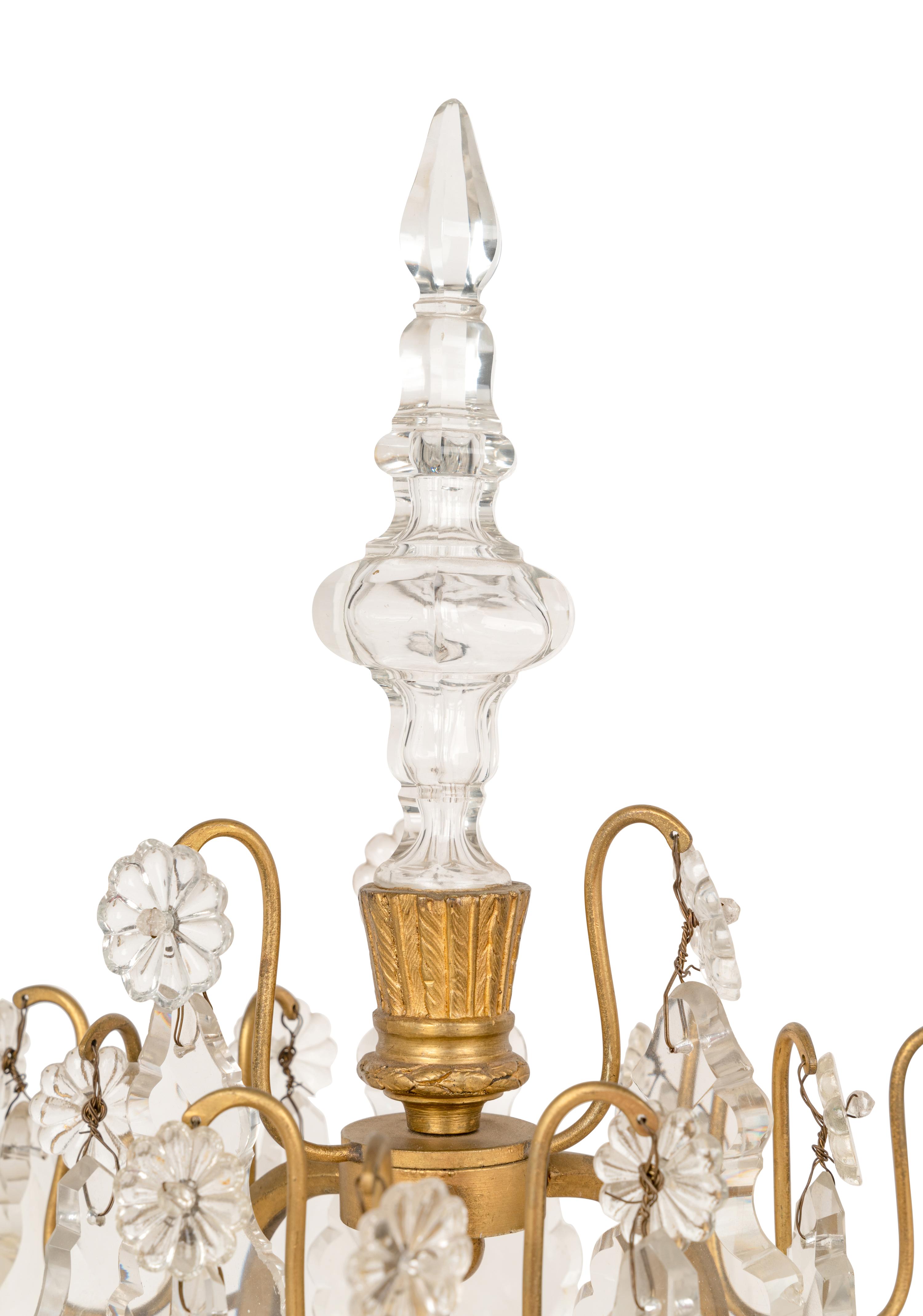 A Pair of French Gilt Metal Six-Light Candelabra Converted to Electricity