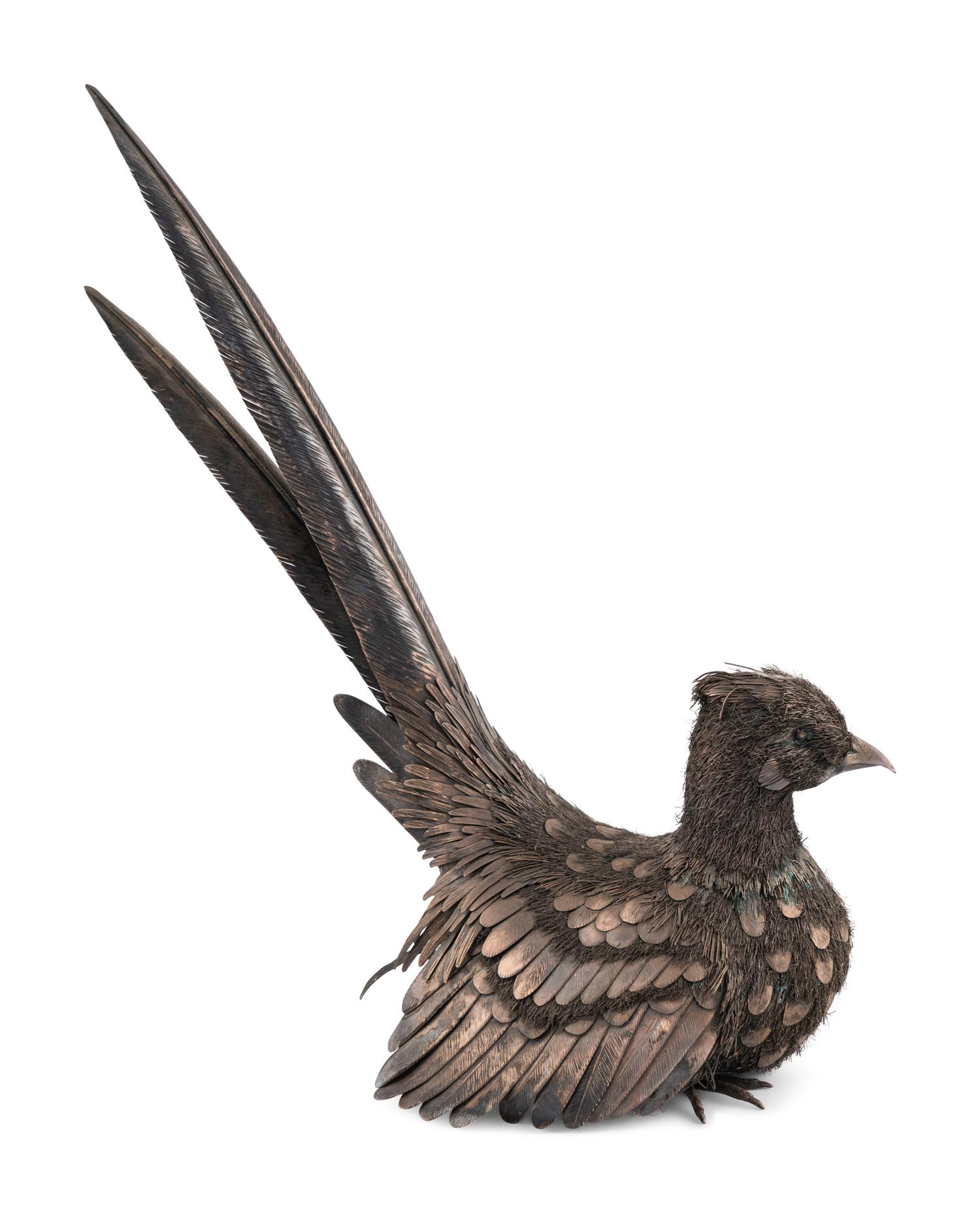 An Italian Silver Model of a Pheasant