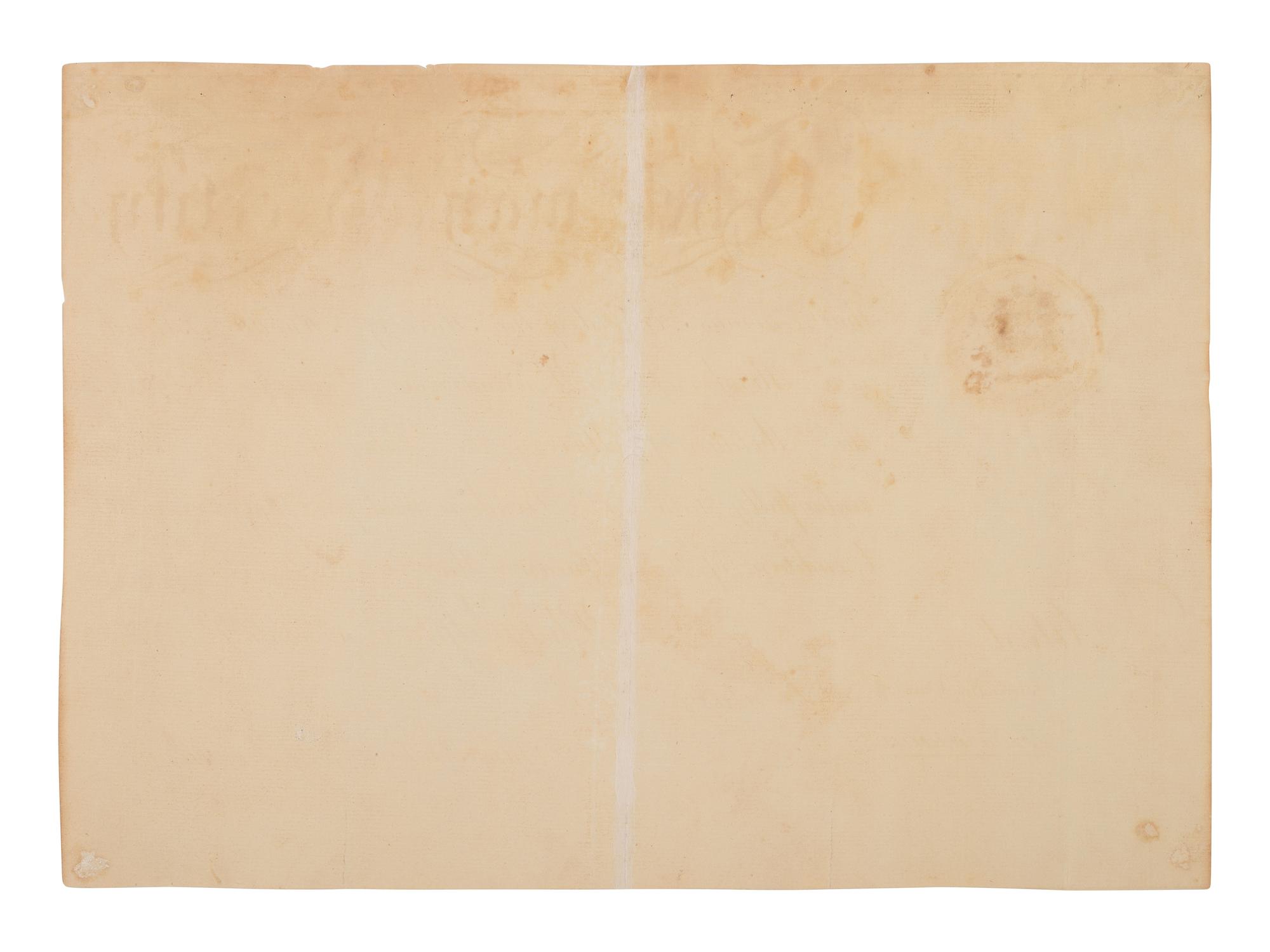 [AFRICAN AMERICANA] -- [ABOLITION]. PEMBERTON, James (1723-1809). Membership Certificate signed ("Jams. Pemberton") as President of the "Pennsylvania Society for Promoting the Abolition of Slavery...." Philadelphia, 6 October 1792.
