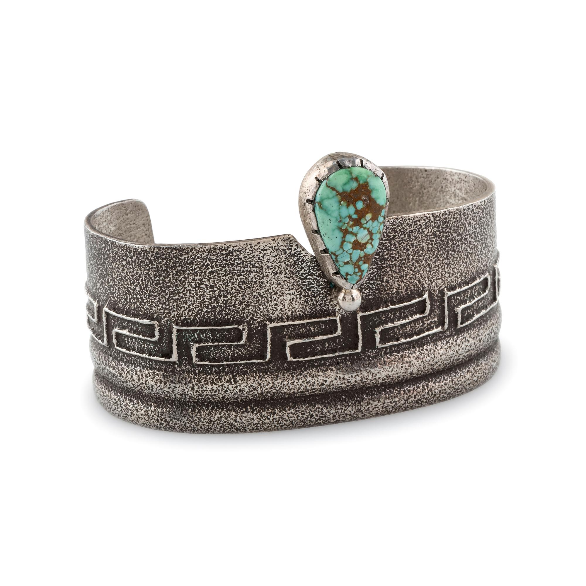 Tufa Cast Silver Cuff Bracelet, with Turquoise
