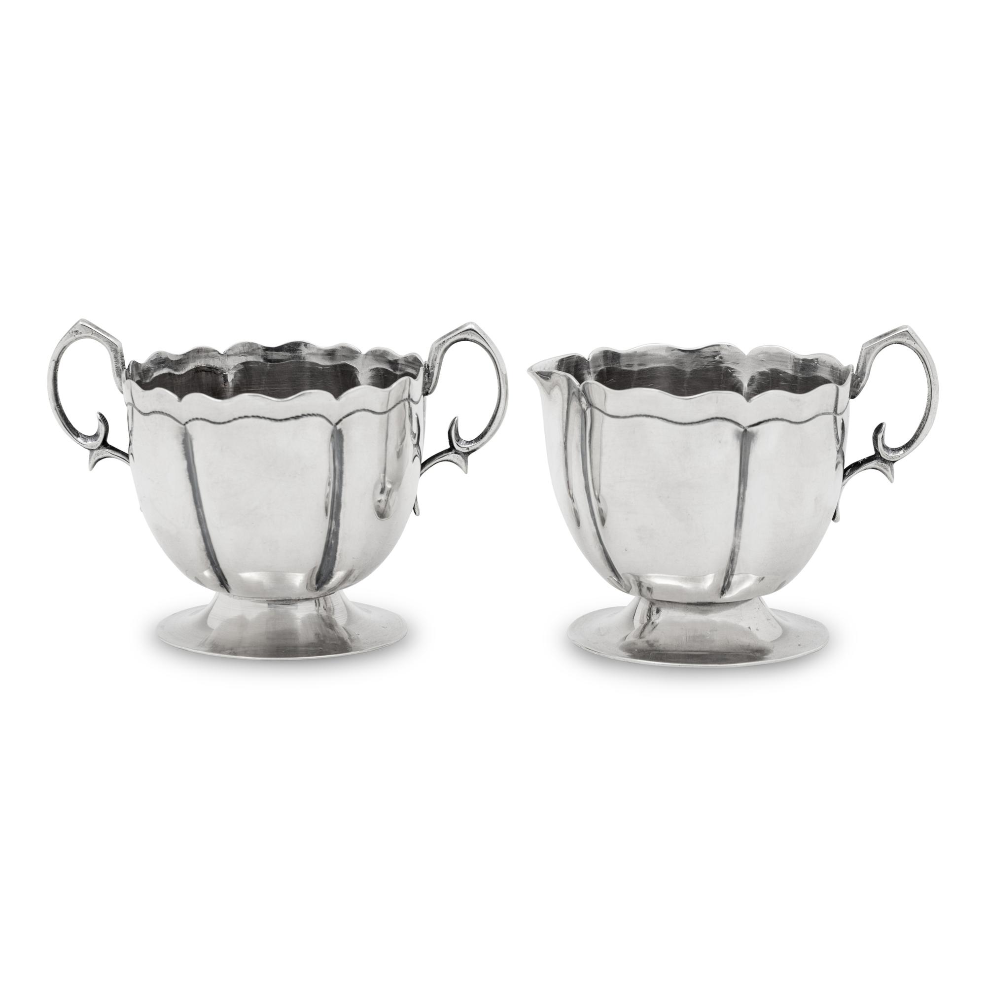 A Mexican Silver Creamer and Sugar Set
