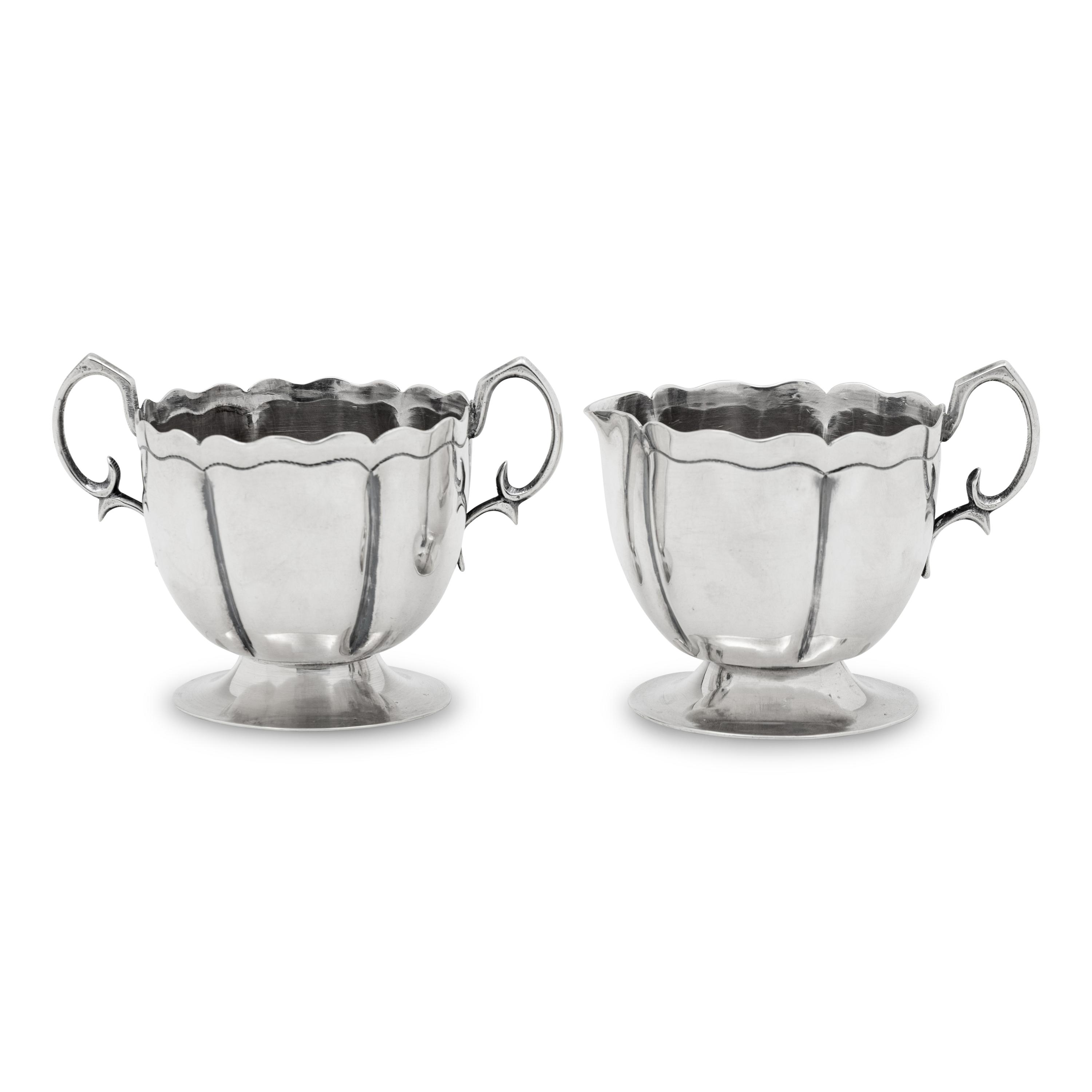 A Mexican Silver Creamer and Sugar Set