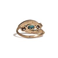 GEORGIAN, YELLOW GOLD, TURQUOISE, AND DIAMOND RING