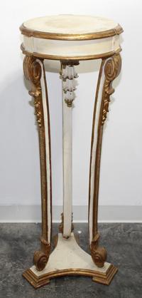 A Neoclassical Painted and Parcel Gilt Pedestal. Height 43 inches.