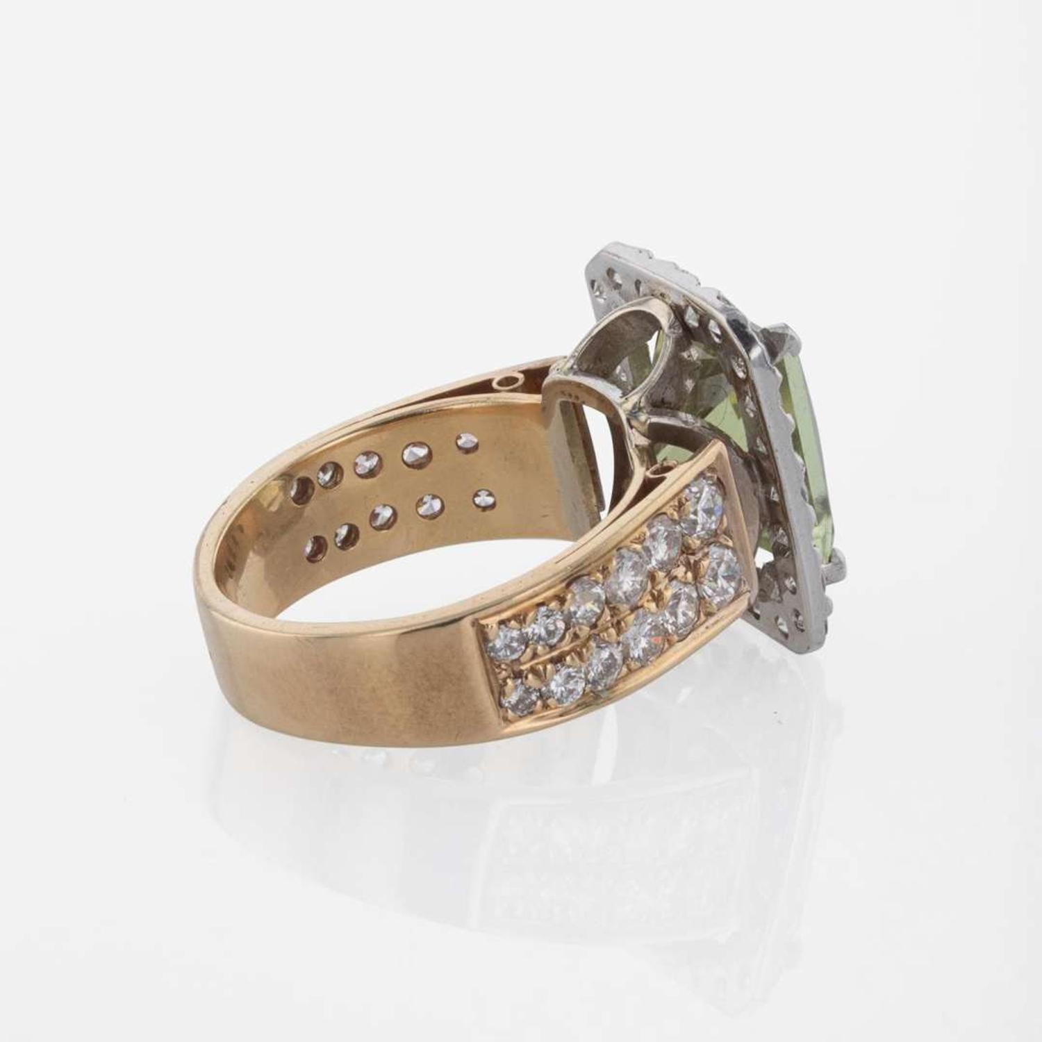 An 18K Gold, Diaspore, and Diamond Ring