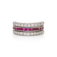 PLATINUM, DIAMOND, RUBY AND SAPPHIRE ETERNITY FLIP RING