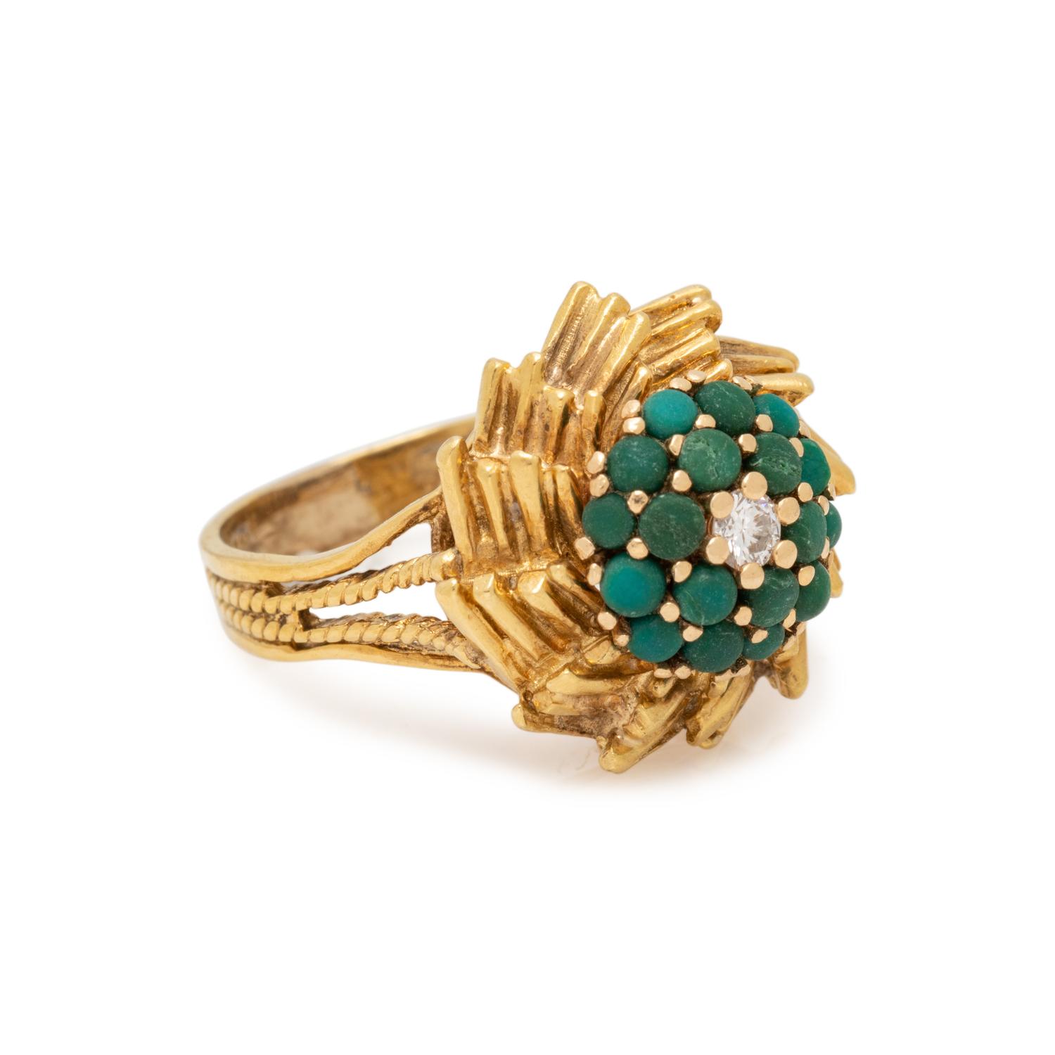 YELLOW GOLD, DIAMOND AND HARDSTONE RING