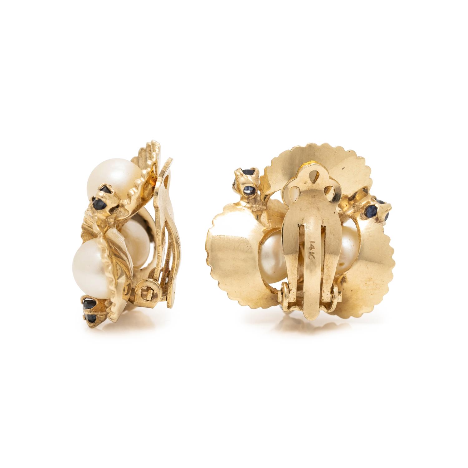 CULTURED PEARL AND SAPPHIRE SET