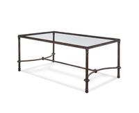 A Glass Mounted Metal Patio Low Table