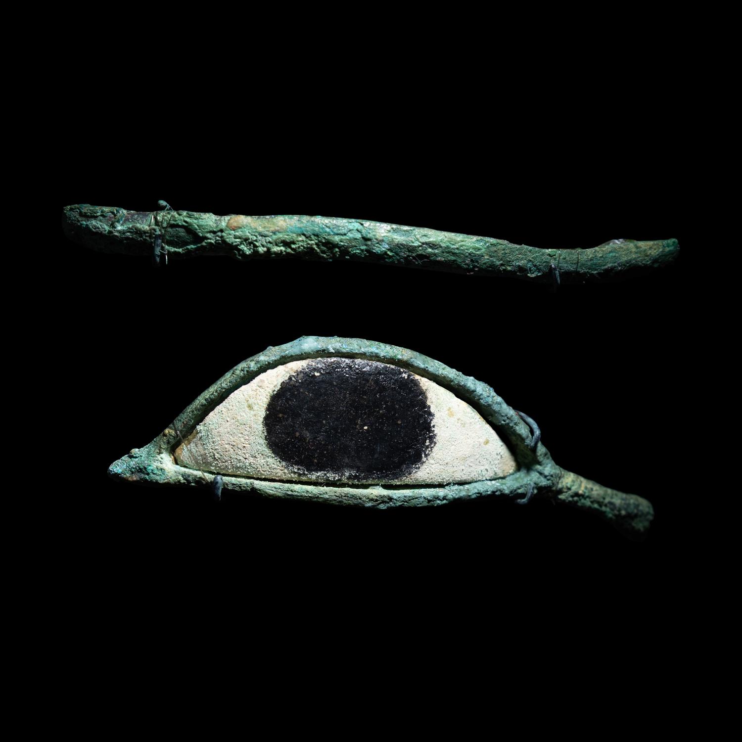 A Pair of Egyptian Bronze Eyes and Brows