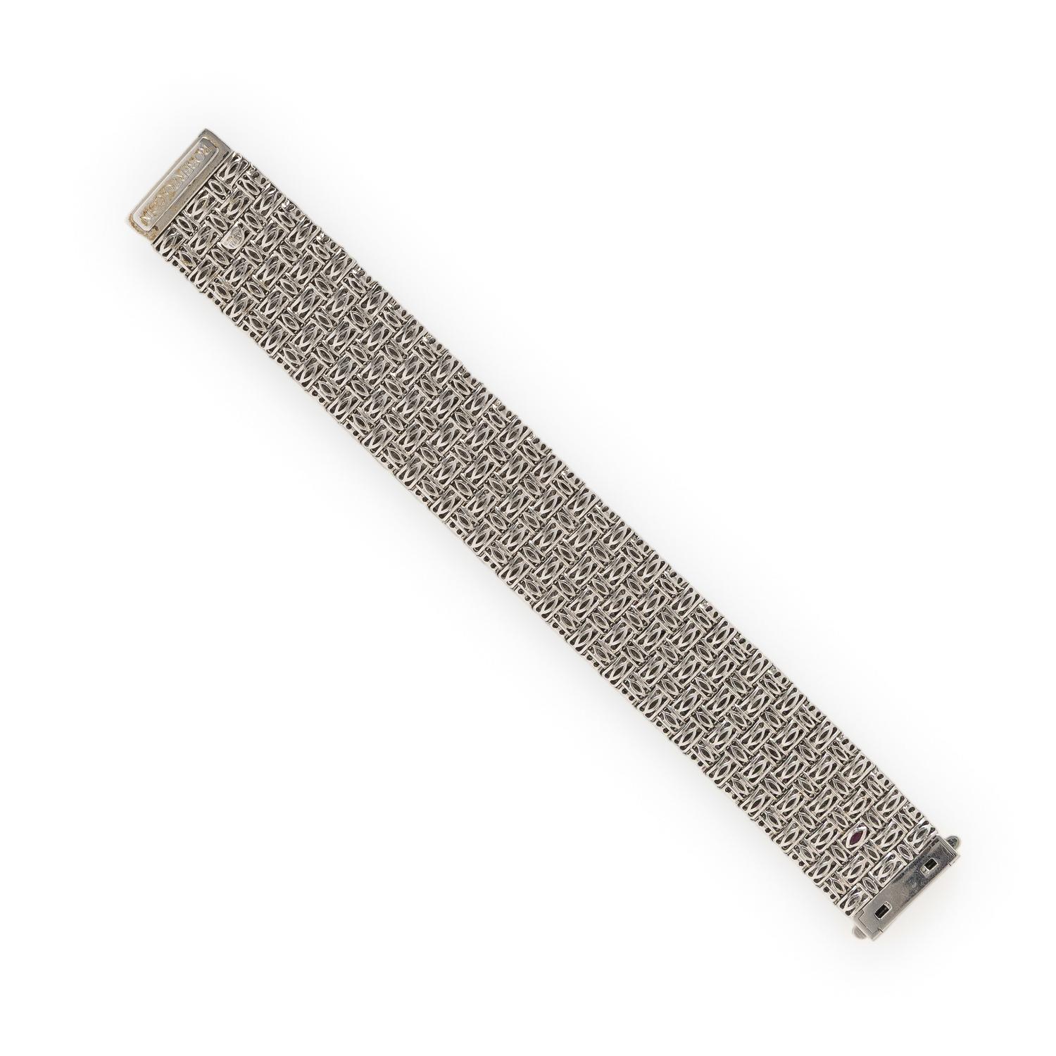 Roberto Coin, White Gold and Diamond Basket Weave Bracelet