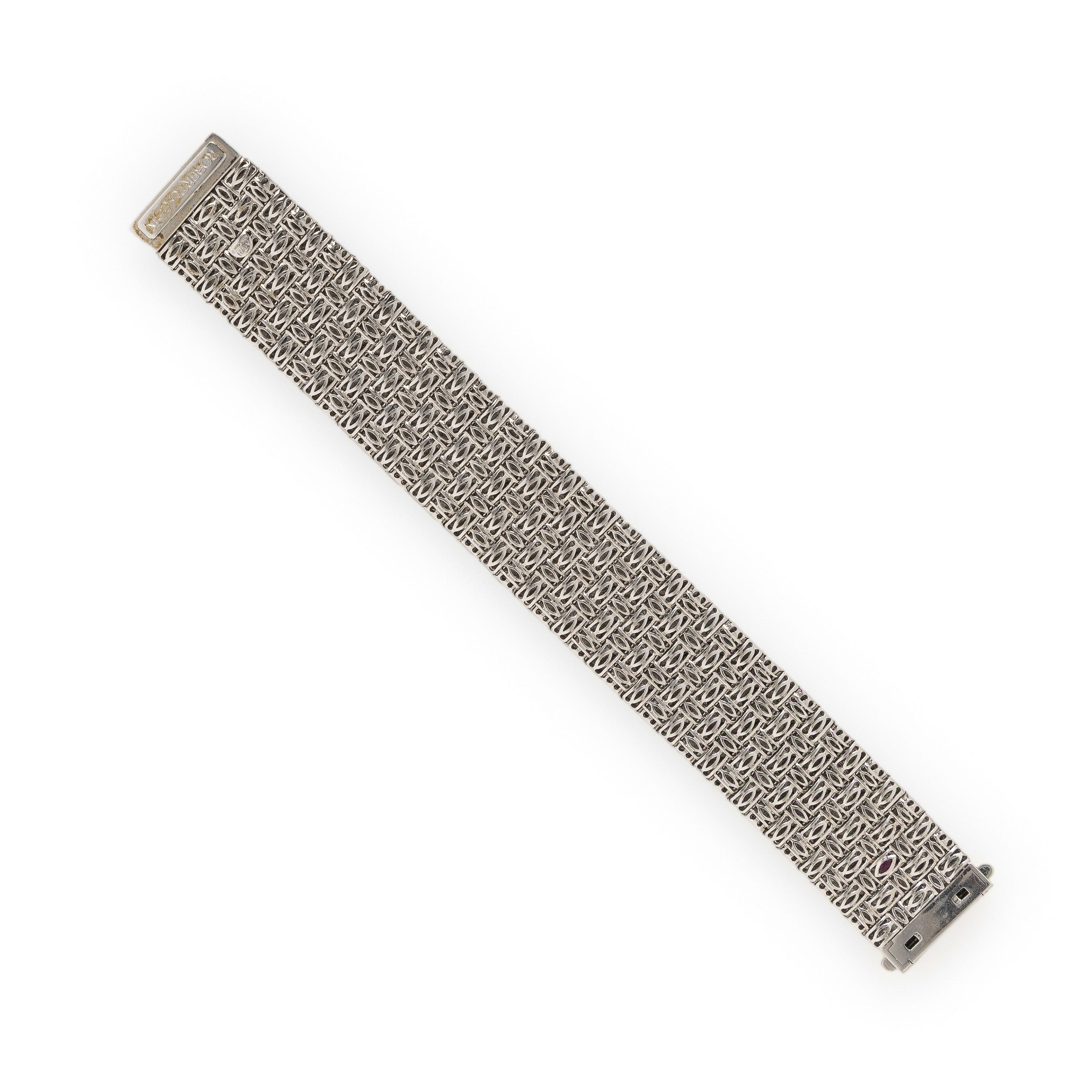 Roberto Coin, White Gold and Diamond Basket Weave Bracelet