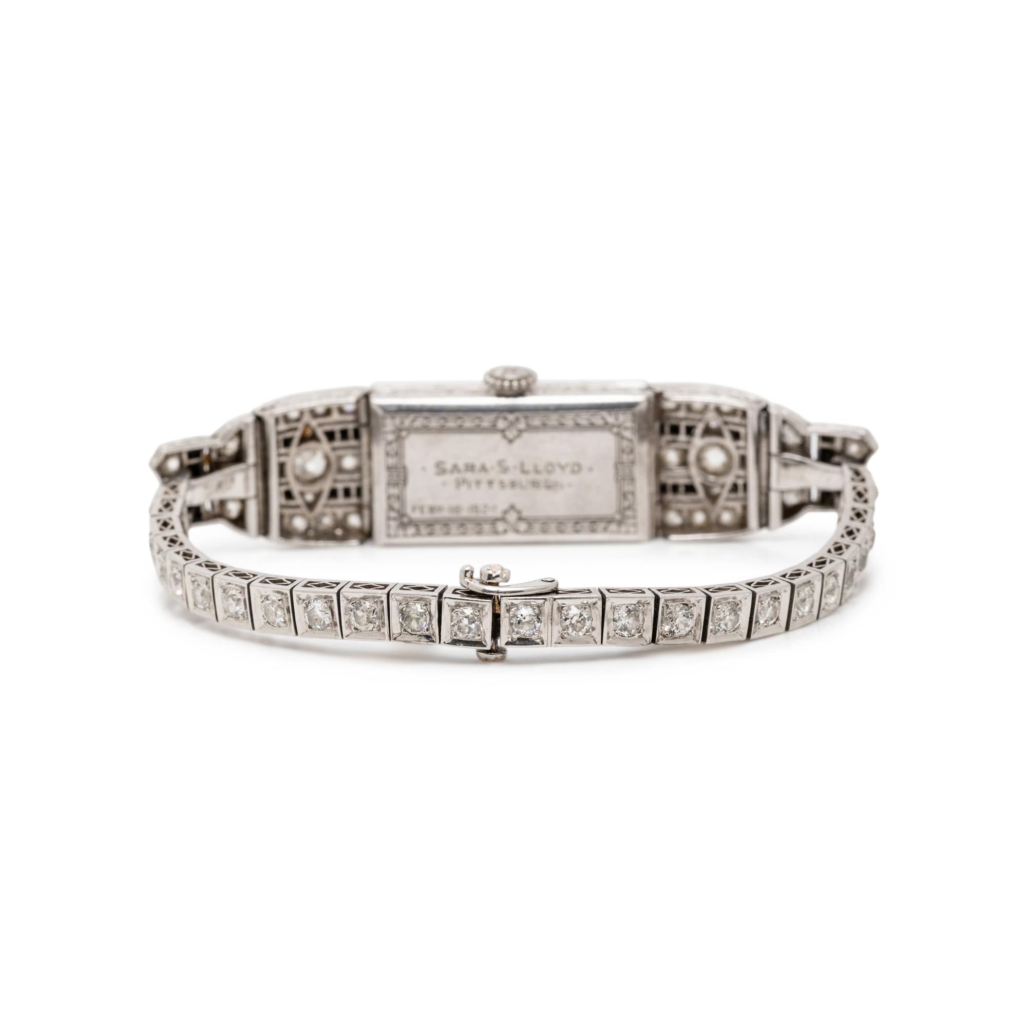 ART DECO, PLATINUM, DIAMOND, AND ONYX WATCH