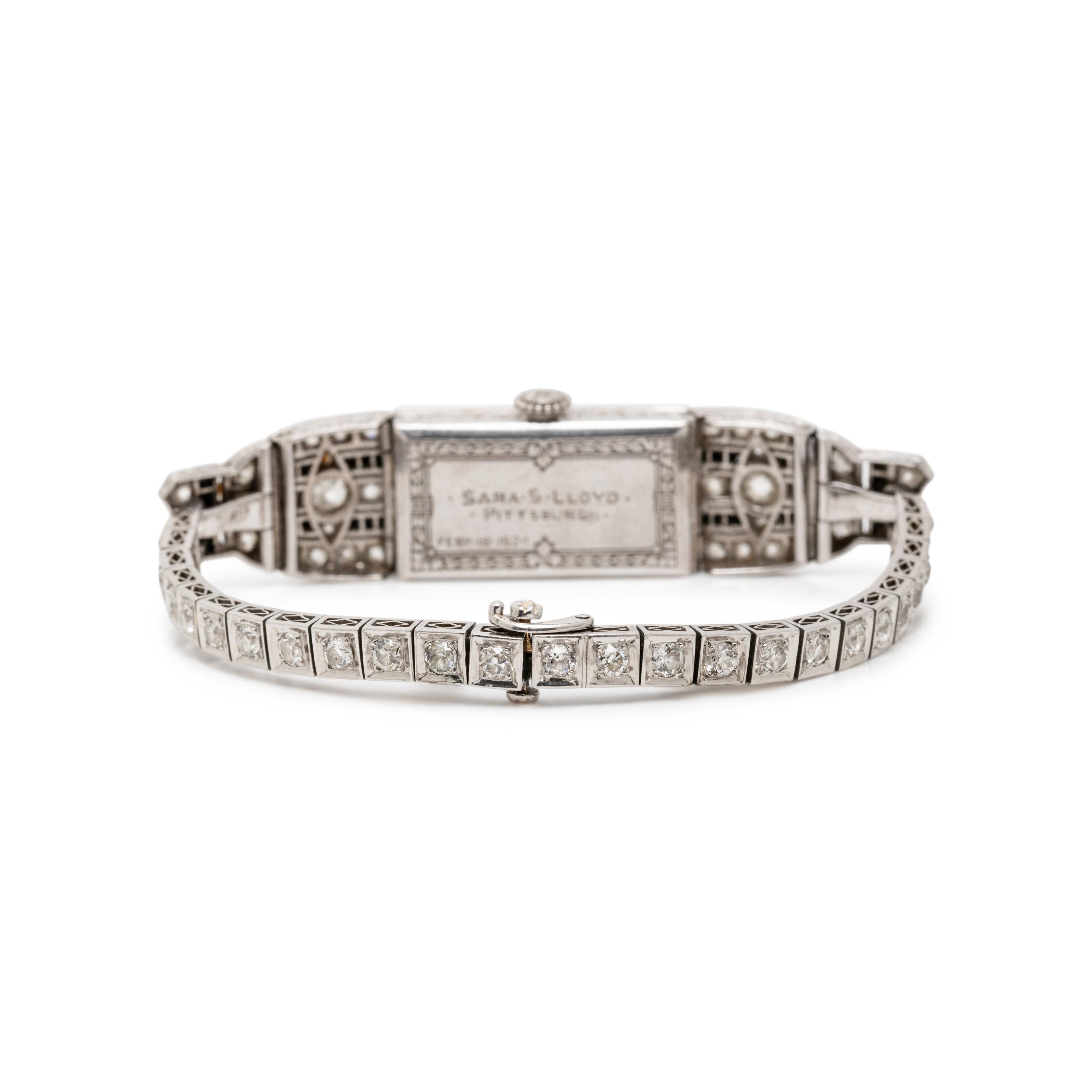 ART DECO, PLATINUM, DIAMOND, AND ONYX WATCH