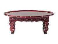 A Korean Carved Wood Flori-Form Tray