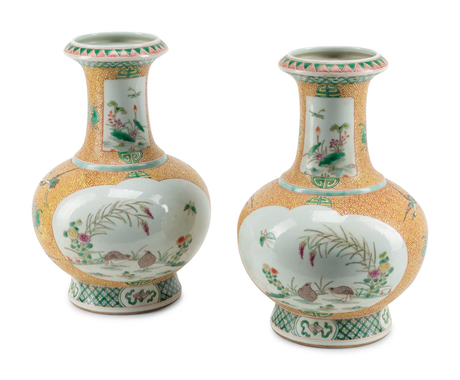 A Pair of Chinese Export Porcelain Vases