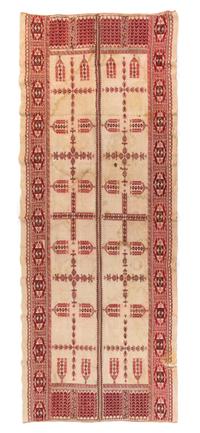 A Palestinian Embroidered Linen Wedding Veil 78 x 30 inches. — RAMALLAH