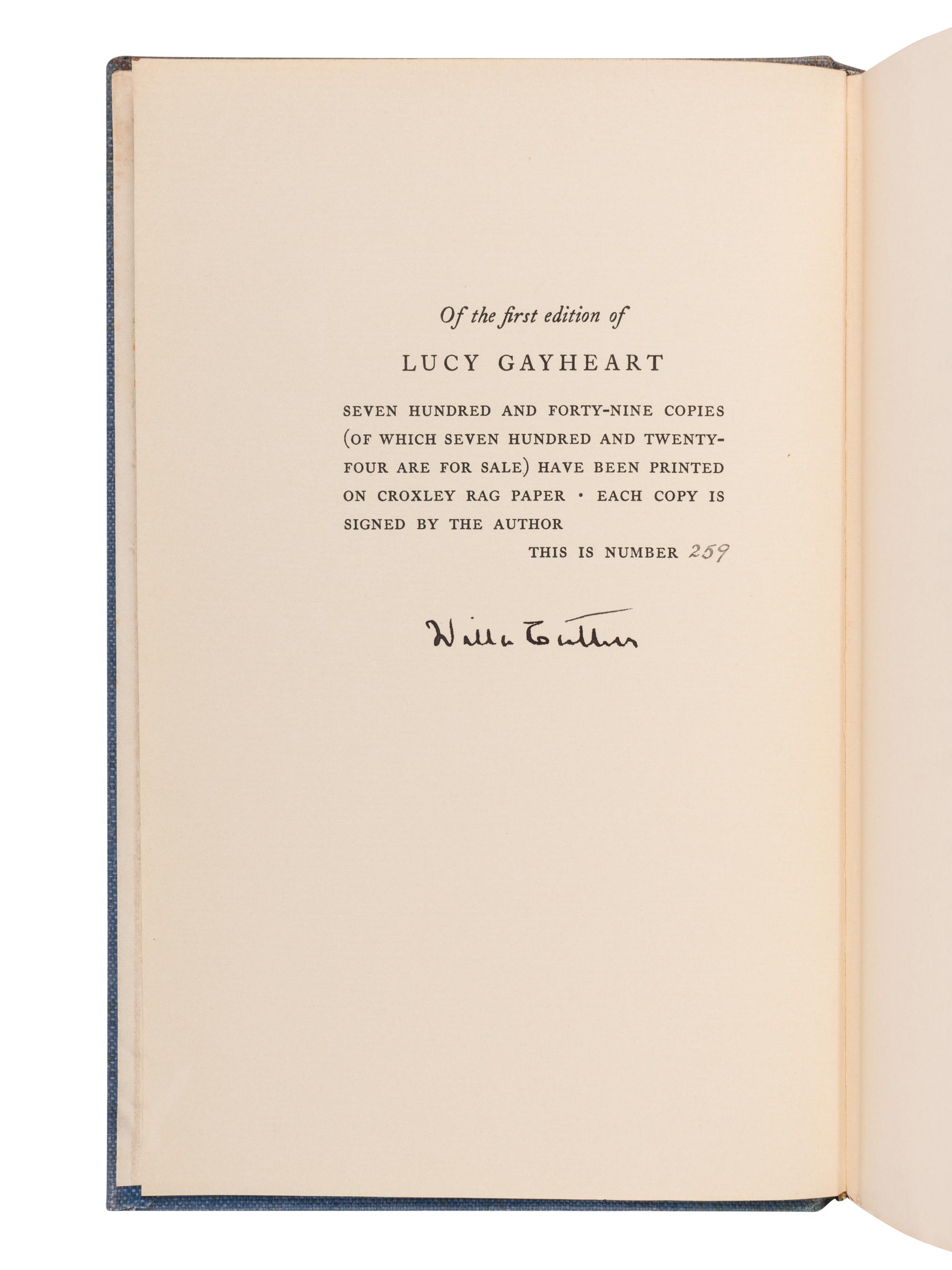 CATHER, Willa (1873-1947). A group of 7 works, SEVERAL SIGNED, comprising: