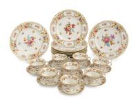 A Group of Bavarian Dresden Flowers Porcelain Tableware
