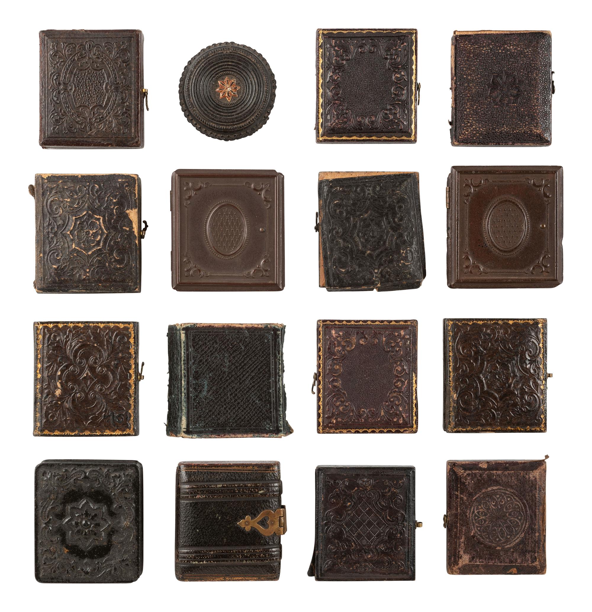 [EARLY PHOTOGRAPHY]. 18 sixteenth plate images of men, women, and children.